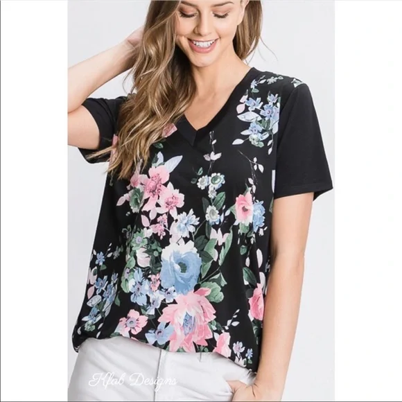 ❤️LAST 1! V Neck Floral Contrast Knit Top! - Picture 3 of 9